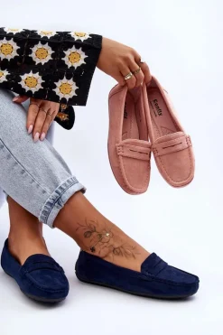 Hot Damskie Zamszowe Mokasyny Granatowe Lenvie Damskie Mokasyny Damskie Zamszowe