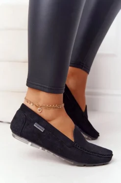 Damskie Zamszowe Mokasyny Czarne San Marino Damskie Mokasyny Damskie Zamszowe