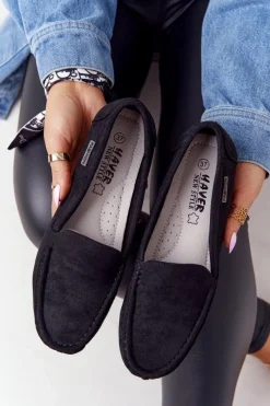 Damskie Zamszowe Mokasyny Czarne San Marino Damskie Mokasyny Damskie Zamszowe