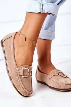 Discount Boto Damskie Zamszowe Mokasyny Jasny Brąz Downtown