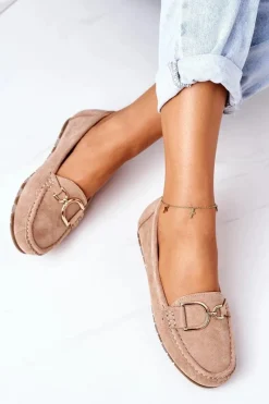 Discount Boto Damskie Zamszowe Mokasyny Jasny Brąz Downtown