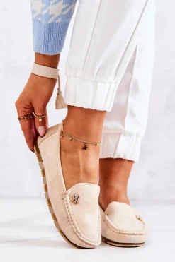 Discount Damskie Zamszowe Mokasyny Beżowe Madelyn Damskie Mokasyny Damskie Zamszowe