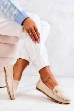 Discount Damskie Zamszowe Mokasyny Beżowe Madelyn Damskie Mokasyny Damskie Zamszowe