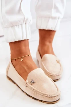 Discount Damskie Zamszowe Mokasyny Beżowe Madelyn Damskie Mokasyny Damskie Zamszowe