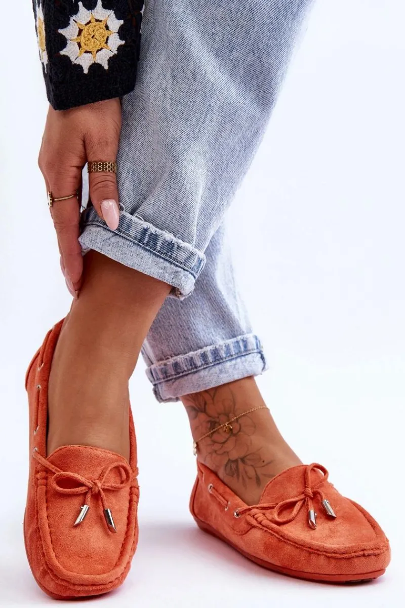 Mokasyny Damskie Zamszowe>Boto Damskie Zamszowe Mokasyny Pomarańczowe Si Passione Pomarańczowy