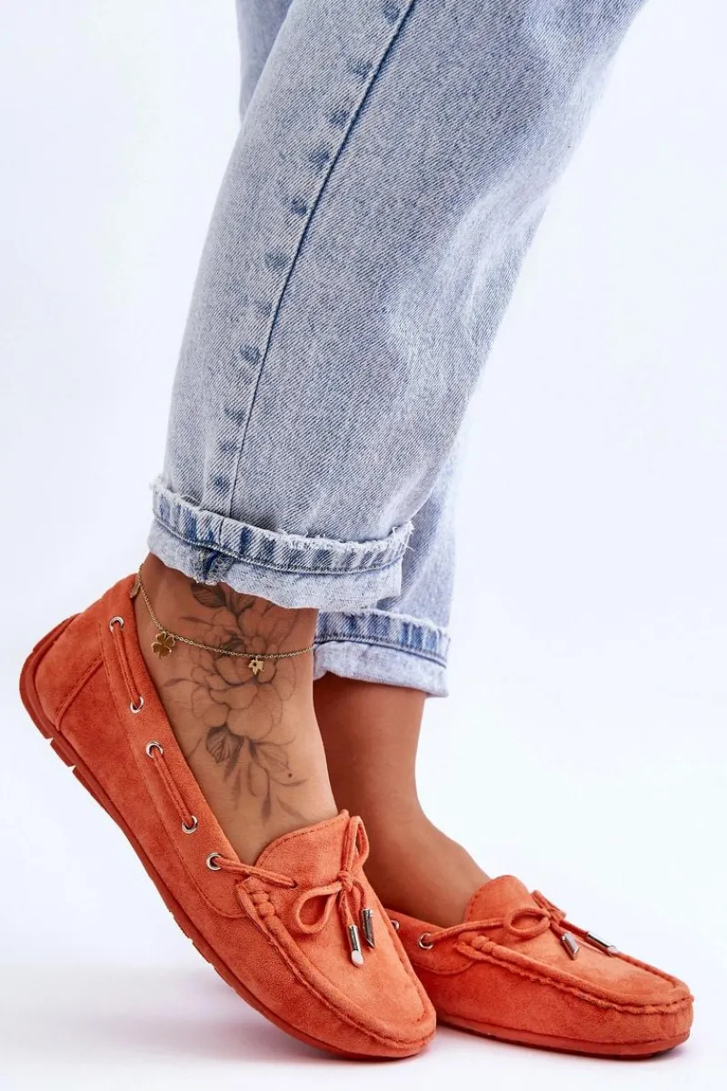 Mokasyny Damskie Zamszowe>Boto Damskie Zamszowe Mokasyny Pomarańczowe Si Passione Pomarańczowy