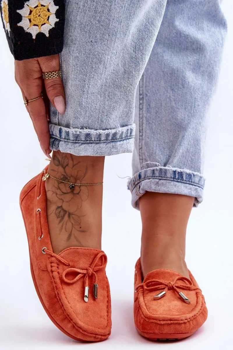 Mokasyny Damskie Zamszowe>Boto Damskie Zamszowe Mokasyny Pomarańczowe Si Passione Pomarańczowy