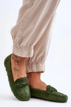 Hot Boto Damskie Zamszowe Mokasyny Zielone Clorie