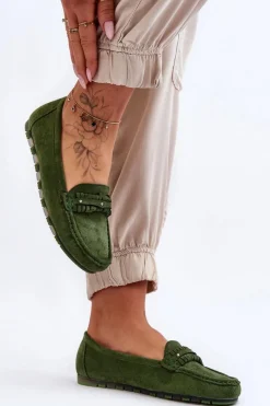 Hot Boto Damskie Zamszowe Mokasyny Zielone Clorie