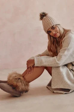 New Boto Damskie Zamszowe Śniegowce Z Futerkiem Szare Alexa Szary