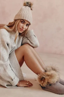 New Boto Damskie Zamszowe Śniegowce Z Futerkiem Szare Alexa Szary