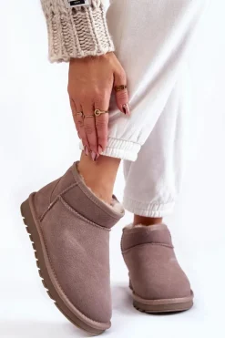 New Damskie Zamszowe Niskie Śniegowce Szare Shelie Damskie Śniegowce Damskie