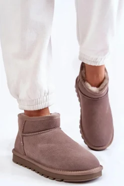 New Damskie Zamszowe Niskie Śniegowce Szare Shelie Damskie Śniegowce Damskie