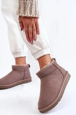 New Damskie Zamszowe Niskie Śniegowce Szare Shelie Damskie Śniegowce Damskie