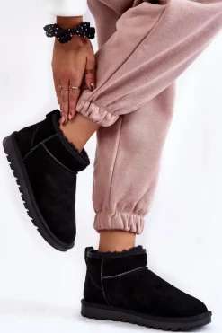 Hot Damskie Zamszowe Niskie Śniegowce Czarne Shelie Damskie Śniegowce Damskie