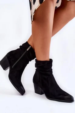 Discount Damskie Zamszowe Ocieplane Botki Czarne Wenche Damskie Czarne Botki|Botki Zimowe Damskie