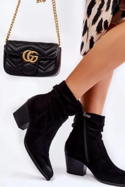 Discount Damskie Zamszowe Ocieplane Botki Czarne Wenche Damskie Czarne Botki|Botki Zimowe Damskie