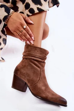 Hot Buty damskie Vinceza Damskie Zamszowe Ocieplane Botki Beżowe Wenche