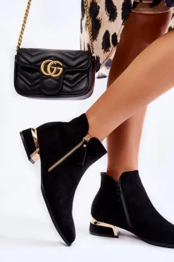 Online Damskie Zamszowe Ocieplane Botki Czarne Laufey Damskie Czarne Botki|Botki Zimowe Damskie