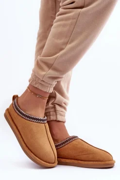 Best Damskie Zamszowe Papcie Z Futerkiem Brązowe Polinna Damskie Kapcie Klasyczne