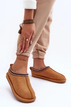 Best Damskie Zamszowe Papcie Z Futerkiem Brązowe Polinna Damskie Kapcie Klasyczne