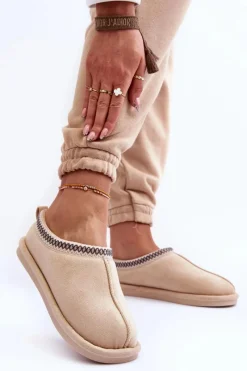 Best Damskie Zamszowe Papcie Z Futerkiem Jasnobeżowe Polinna Damskie Kapcie Klasyczne