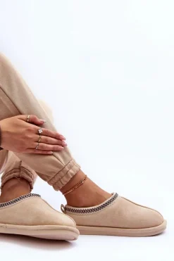 Best Damskie Zamszowe Papcie Z Futerkiem Jasnobeżowe Polinna Damskie Kapcie Klasyczne