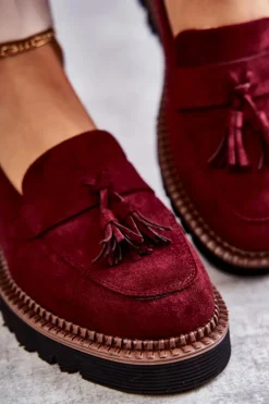 Best Buty damskie Vinceza Damskie Zamszowe Półbuty Na Platformie Bordowe Unni