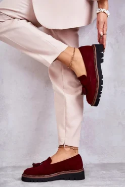 Best Buty damskie Vinceza Damskie Zamszowe Półbuty Na Platformie Bordowe Unni