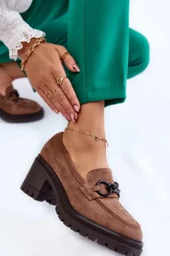 Outlet Buty damskie Vinceza Damskie Zamszowe Półbuty Na Obcasie Ciemnobeżowe Sanya