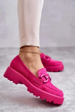 Sale Damskie Zamszowe Półbuty Na Platformie Różowe Gunn Damskie Mokasyny Damskie Zamszowe