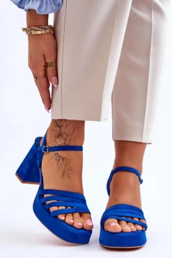 Outlet Damskie Zamszowe Sandały Na Obcasie I Platformie e Verda Damskie Sandały Na Obcasie