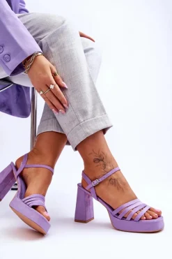 Online Boto Damskie Zamszowe Sandały Na Obcasie I Platformie Fioletowe Verda Fioletowy