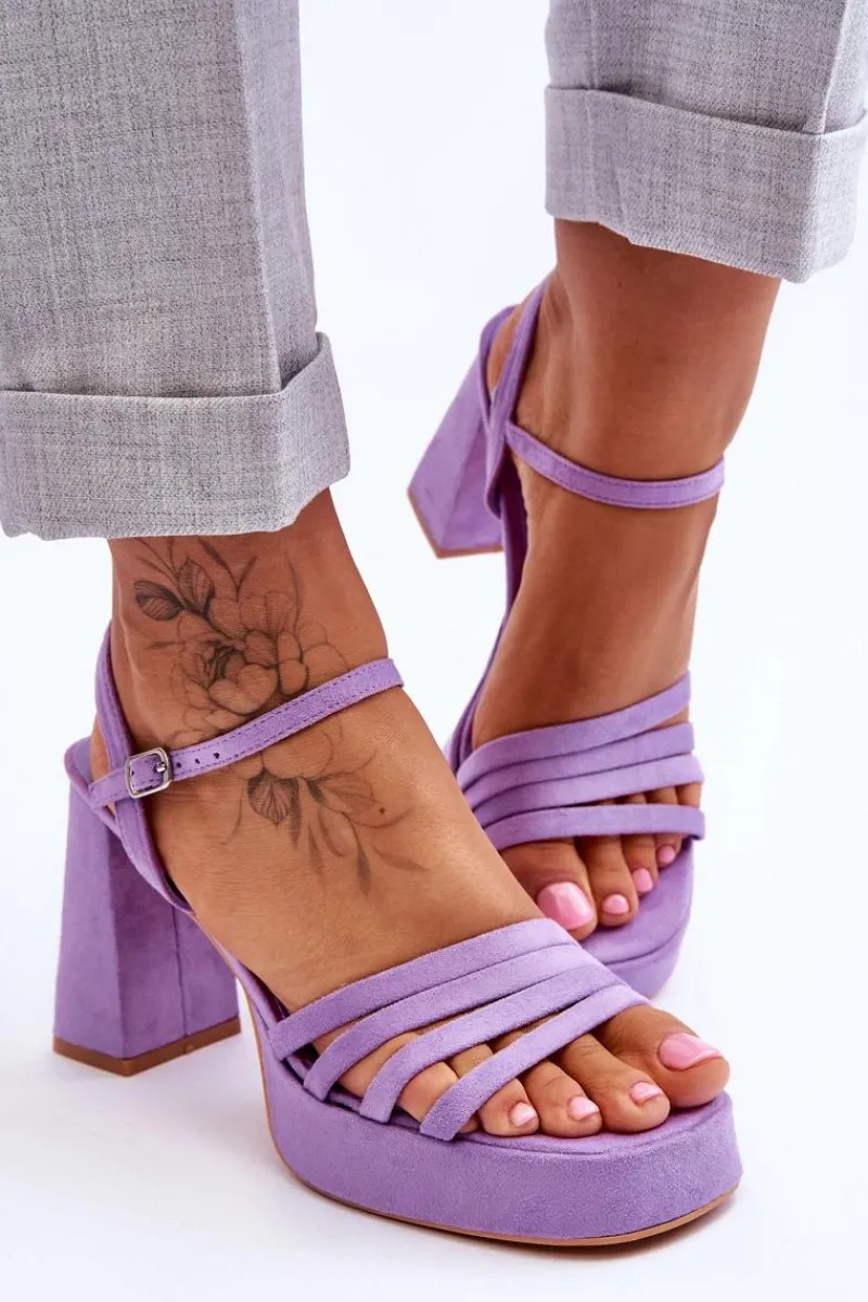Online Boto Damskie Zamszowe Sandały Na Obcasie I Platformie Fioletowe Verda Fioletowy