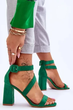 Best Damskie Zamszowe Sandały Na Obcasie Zielone Lanes Damskie Sandały Na Obcasie