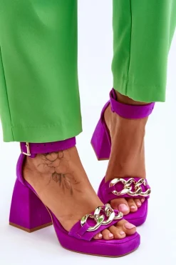 Sandały Na Obcasie></noscript>Boto Damskie Zamszowe Sandały Na Masywnym Obcasie Lewski Shoes 3207 Fuksja Różowy