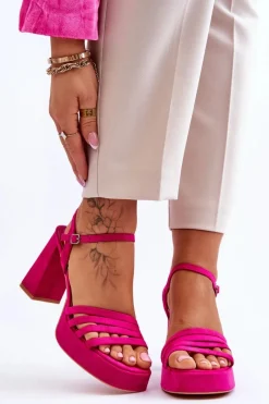 Sale Boto Damskie Zamszowe Sandały Na Obcasie I Platformie Fuksja Verda