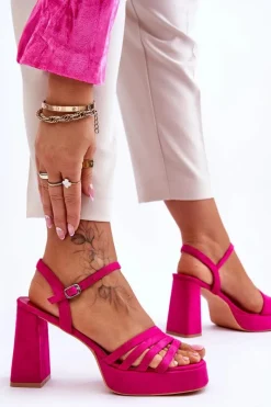 Sale Boto Damskie Zamszowe Sandały Na Obcasie I Platformie Fuksja Verda