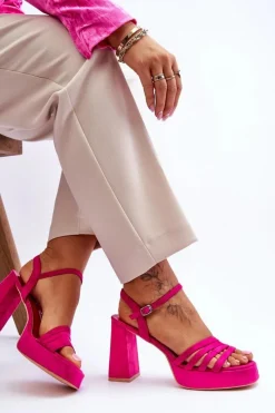 Sale Boto Damskie Zamszowe Sandały Na Obcasie I Platformie Fuksja Verda