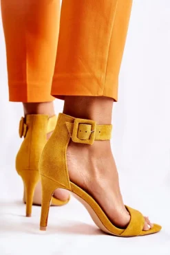 Clearance Boto Damskie Zamszowe Sandały Na Szpilce Żółte Marconi