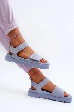 Best Damskie Zamszowe Sandały Na Platformie Big Star NN274706 e Damskie Sandały Big Star|Sandały Płaskie