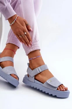 Best Damskie Zamszowe Sandały Na Platformie Big Star NN274706 e Damskie Sandały Big Star|Sandały Płaskie