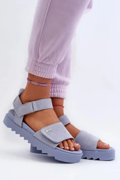 Best Damskie Zamszowe Sandały Na Platformie Big Star NN274706 e Damskie Sandały Big Star|Sandały Płaskie