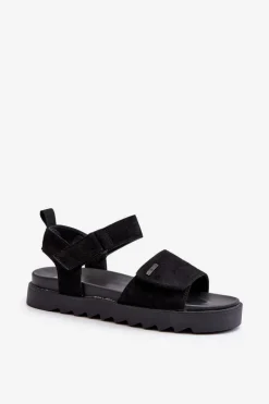 Hot Big Star Shoes Damskie Zamszowe Sandały Na Platformie Big Star NN274700 Czarne Czarny