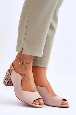 Sandały Na Słupku|Sandały Na Obcasie><noscript><img width=