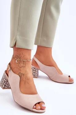 Sandały Na Słupku|Sandały Na Obcasie><noscript><img width=