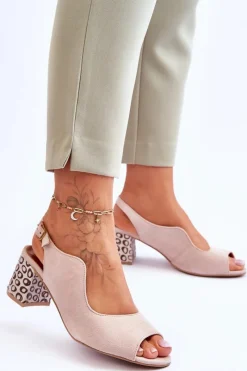 Sandały Na Słupku|Sandały Na Obcasie><noscript><img width=