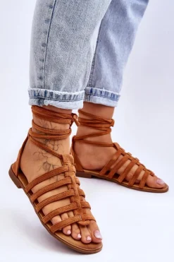 Sandały Płaskie><noscript><img width=