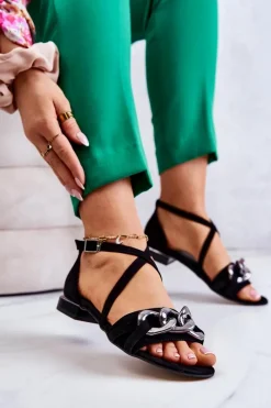 Sandały Płaskie><noscript><img width=