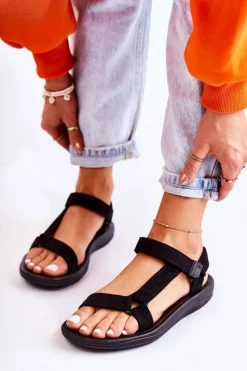 Online Boto Damskie Zamszowe Sportowe Sandały Czarne Harris Czarny